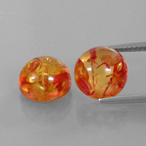3.69 ct Orange Amber Gemstone, Amber Gem in Round Cabochon Shape for Sale.