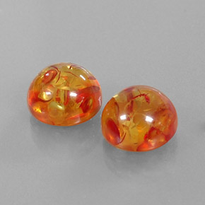 3.69 ct Orange Amber Stone, Natural Amber in Round Cabochon Shape for Sale