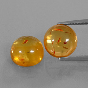 3.61 ct Orange Amber Gemstone, Amber Gem in Round Cabochon Shape for Sale.
