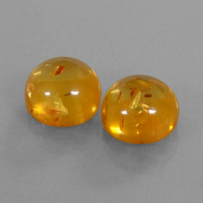 3.61 ct Orange Amber Stone, Natural Amber in Round Cabochon Shape for Sale