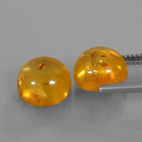 Amber Gemstone in 9.5 mm Size for Sale, Amber Stone in Yellow Orange Color