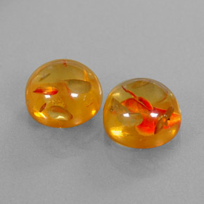 3.65 ct Orange Amber Stone, Natural Amber in Round Cabochon Shape for Sale