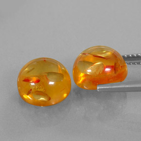 Amber Gemstone in 10 mm (calibrated) Size for Sale, Amber Stone in Yellow Orange Color