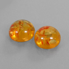 3.27 ct Orange Amber Stone, Natural Amber in Round Cabochon Shape for Sale
