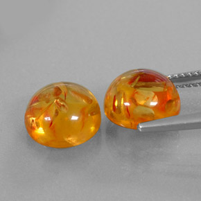 Amber Gemstone in 9.6 mm Size for Sale, Amber Stone in Yellow Orange Color