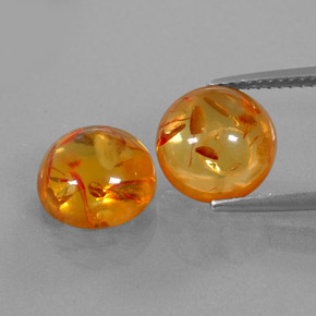 3.28 ct Orange Amber Gemstone, Amber Gem in Round Cabochon Shape for Sale.