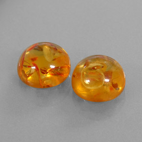 3.28 ct Orange Amber Stone, Natural Amber in Round Cabochon Shape for Sale