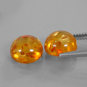 Amber Gemstone in 9.5 mm Size for Sale, Amber Stone in Yellow Orange Color