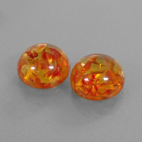 3.21 ct Orange Amber Stone, Natural Amber in Round Cabochon Shape for Sale