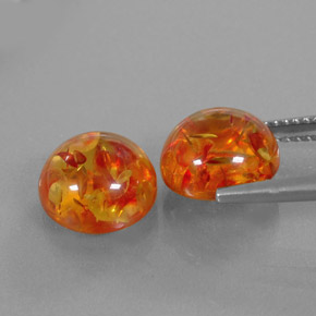 Amber Gemstone in 9.4 mm Size for Sale, Amber Stone in Yellow Orange Color