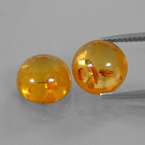 3.63 ct Orange Amber Gemstone, Amber Gem in Round Cabochon Shape for Sale.