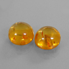 3.63 ct Orange Amber Stone, Natural Amber in Round Cabochon Shape for Sale