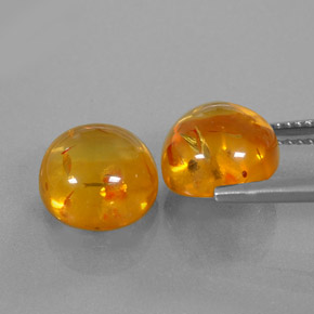Amber Gemstone in 9.5 mm Size for Sale, Amber Stone in Yellow Orange Color