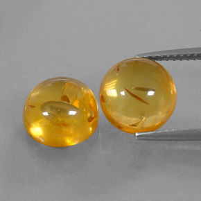 3.67 ct Orange Amber Gemstone, Amber Gem in Round Cabochon Shape for Sale.