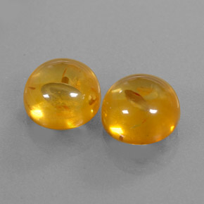 3.67 ct Orange Amber Stone, Natural Amber in Round Cabochon Shape for Sale