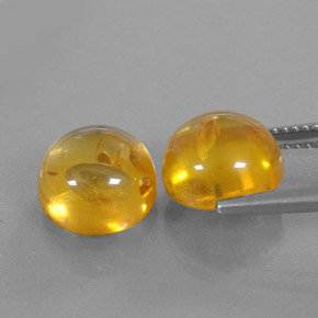 Amber Gemstone in 9.5 mm Size for Sale, Amber Stone in Yellow Orange Color