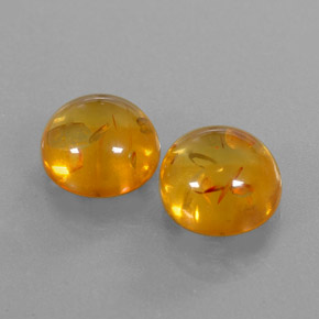 3.49 ct Orange Amber Stone, Natural Amber in Round Cabochon Shape for Sale