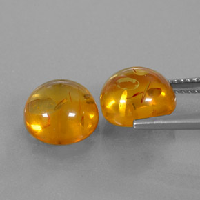 Amber Gemstone in 9.6 mm Size for Sale, Amber Stone in Yellow Orange Color