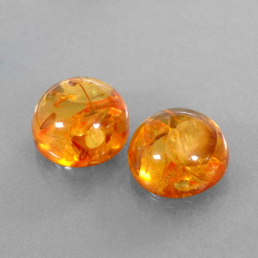 3.42 ct Orange Amber Stone, Natural Amber in Round Cabochon Shape for Sale