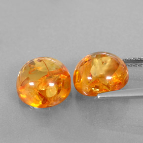 Amber Gemstone in 9.6 mm Size for Sale, Amber Stone in Yellow Orange Color