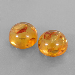 3.61 ct Orange Amber Stone, Natural Amber in Round Cabochon Shape for Sale