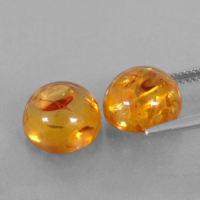Amber Gemstone in 9.6 mm Size for Sale, Amber Stone in Yellow Orange Color