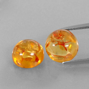 3.52 ct Orange Amber Gemstone, Amber Gem in Round Cabochon Shape for Sale.