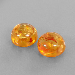 3.52 ct Orange Amber Stone, Natural Amber in Round Cabochon Shape for Sale