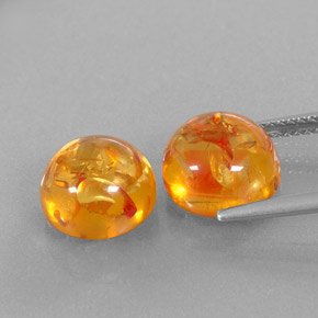 Amber Gemstone in 9.4 mm Size for Sale, Amber Stone in Yellow Orange Color