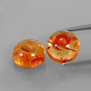 3.64 ct Orange Amber Gemstone, Amber Gem in Round Cabochon Shape for Sale.
