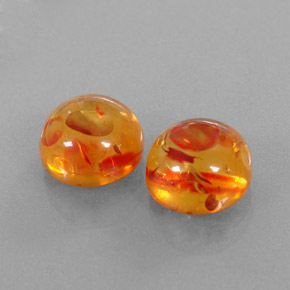 3.64 ct Orange Amber Stone, Natural Amber in Round Cabochon Shape for Sale