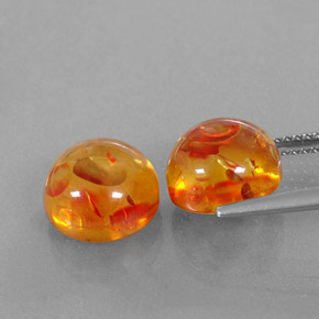 Amber Gemstone in 9.6 mm Size for Sale, Amber Stone in Yellow Orange Color