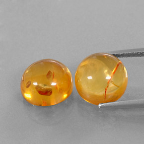 3.67 ct Orange Amber Gemstone, Amber Gem in Round Cabochon Shape for Sale.