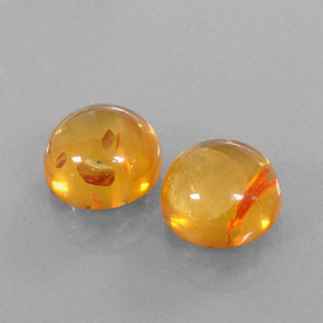 3.67 ct Orange Amber Stone, Natural Amber in Round Cabochon Shape for Sale