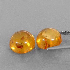 Amber Gemstone in 9.6 mm Size for Sale, Amber Stone in Yellow Orange Color