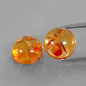 3.36 ct Orange Amber Gemstone, Amber Gem in Round Cabochon Shape for Sale.