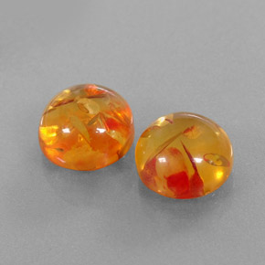 3.36 ct Orange Amber Stone, Natural Amber in Round Cabochon Shape for Sale