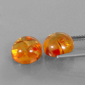 Amber Gemstone in 9.5 mm Size for Sale, Amber Stone in Yellow Orange Color