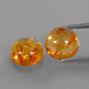 3.29 ct Orange Amber Gemstone, Amber Gem in Round Cabochon Shape for Sale.