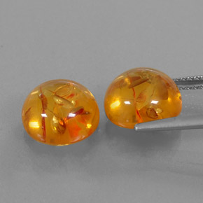 Amber Gemstone in 9.6 mm Size for Sale, Amber Stone in Yellow Orange Color