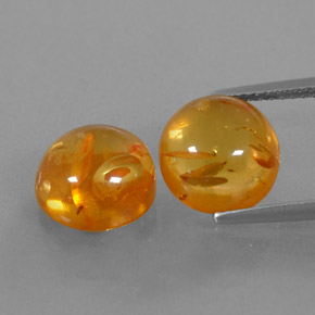 3.62 ct Orange Amber Gemstone, Amber Gem in Round Cabochon Shape for Sale.