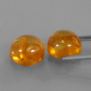 Amber Gemstone in 9.6 mm Size for Sale, Amber Stone in Yellow Orange Color