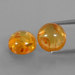 3.30 ct Orange Amber Gemstone, Amber Gem in Round Cabochon Shape for Sale.