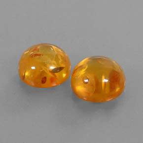 3.30 ct Orange Amber Stone, Natural Amber in Round Cabochon Shape for Sale