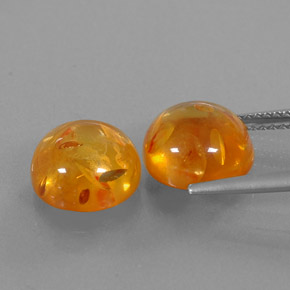 Amber Gemstone in 10 mm (calibrated) Size for Sale, Amber Stone in Yellow Orange Color