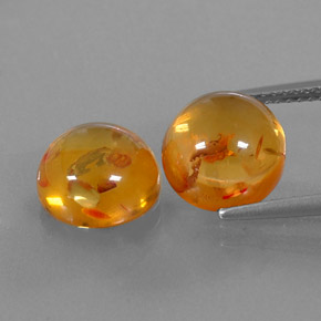 3.60 ct Orange Amber Gemstone, Amber Gem in Round Cabochon Shape for Sale.