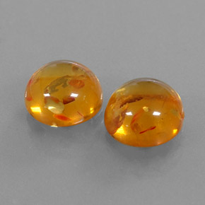 3.60 ct Orange Amber Stone, Natural Amber in Round Cabochon Shape for Sale
