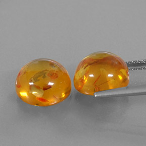 Amber Gemstone in 9.5 mm Size for Sale, Amber Stone in Yellow Orange Color