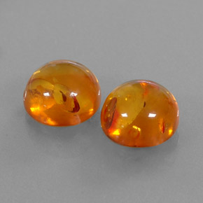 3.67 ct Orange Amber Stone, Natural Amber in Round Cabochon Shape for Sale
