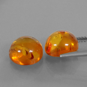 Amber Gemstone in 9.6 mm Size for Sale, Amber Stone in Yellow Orange Color